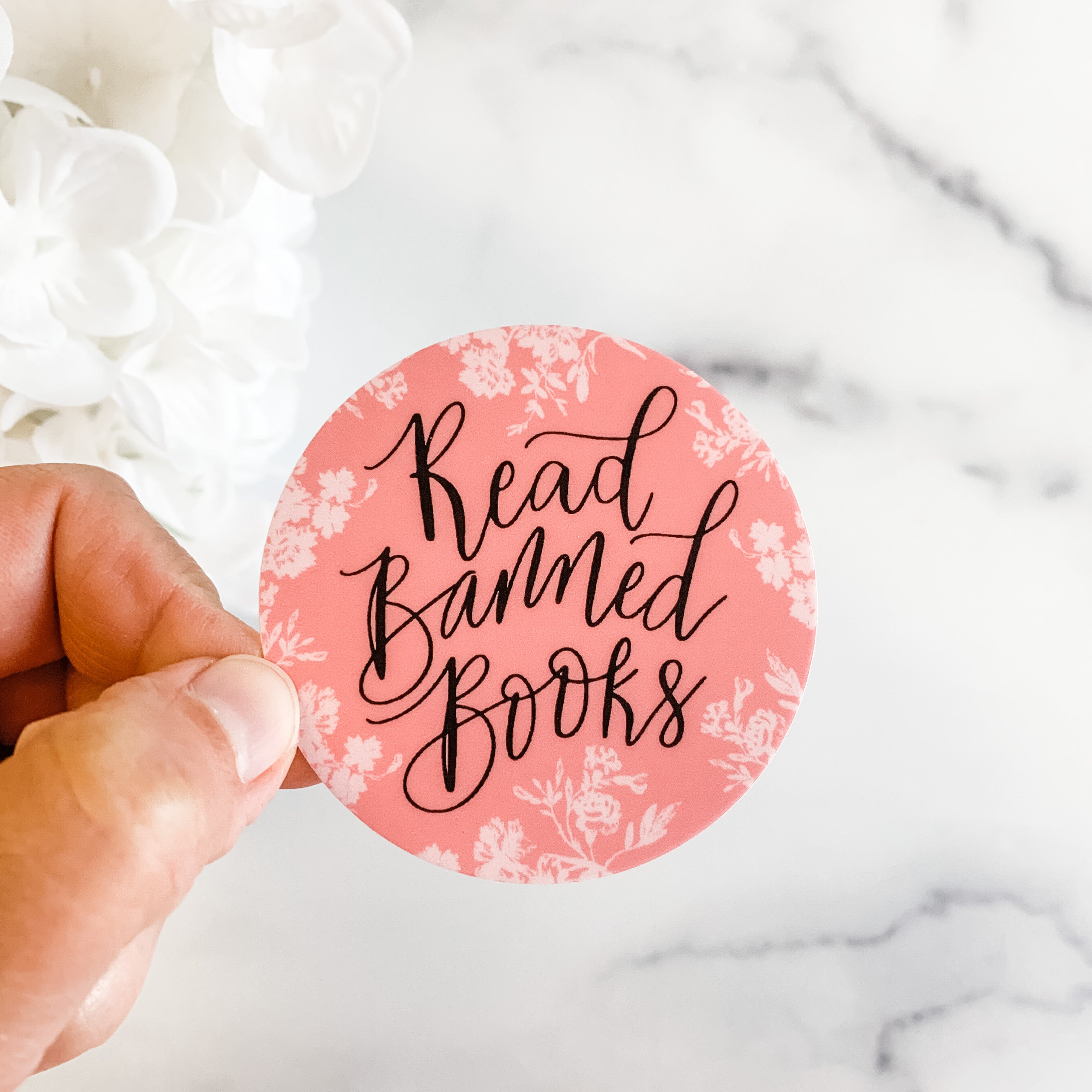 Read Banned Books Pink Floral Sticker Decal – The Literary Book Club